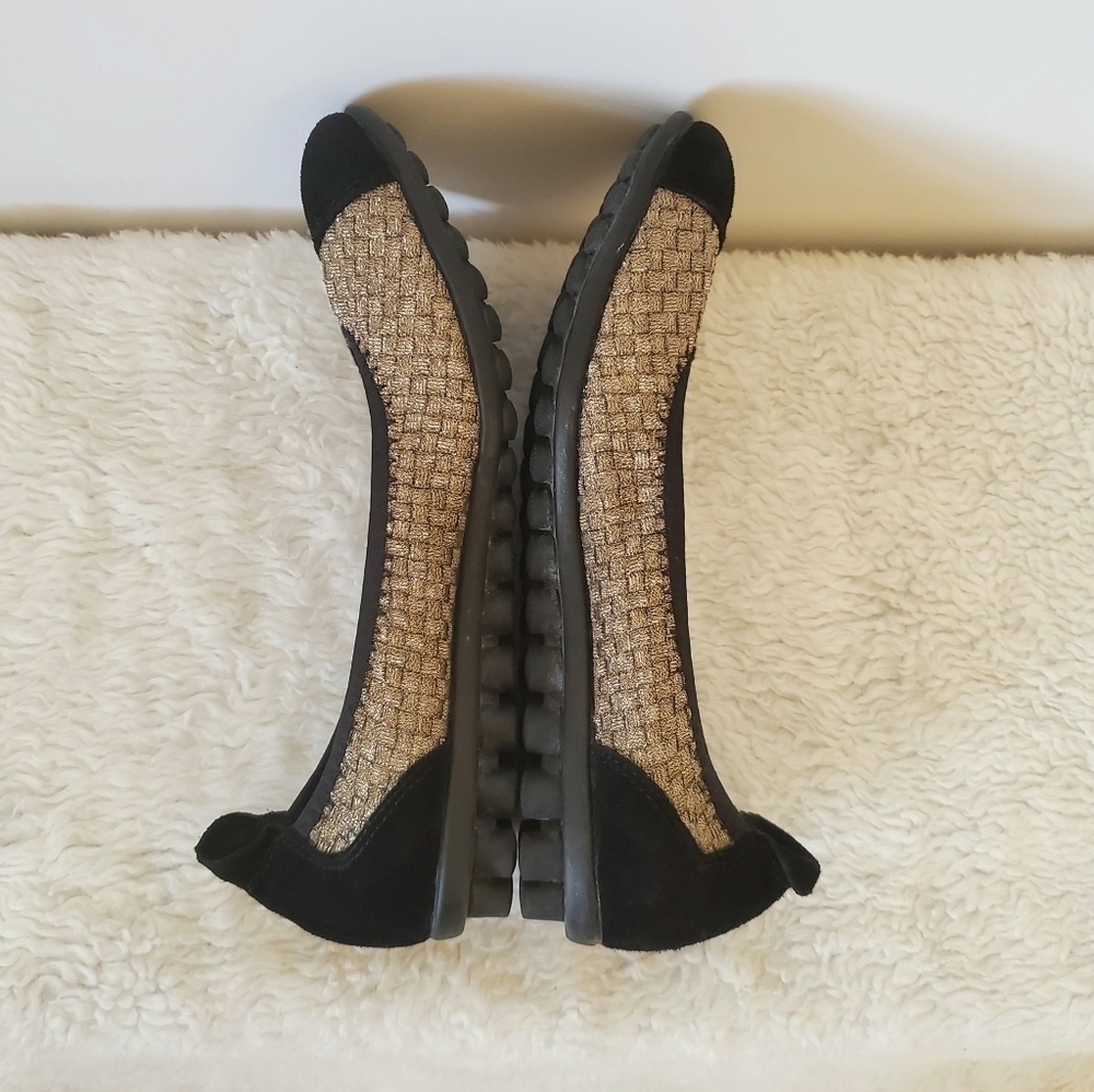 Bernie Mev Bella Me Gold Blk Flat Slip-On Loafers Sz 39 or 8.5/9 - Picture 11 of 15
